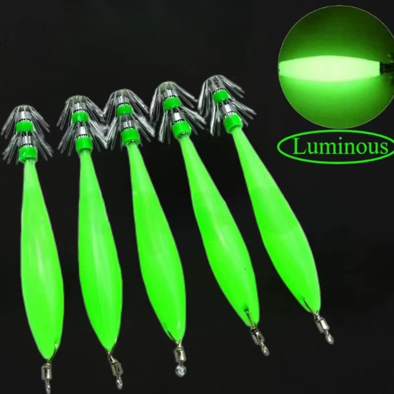 Ackibbik 10 ganchos luminosos Calmar – Cebo pulpo - imagen 2