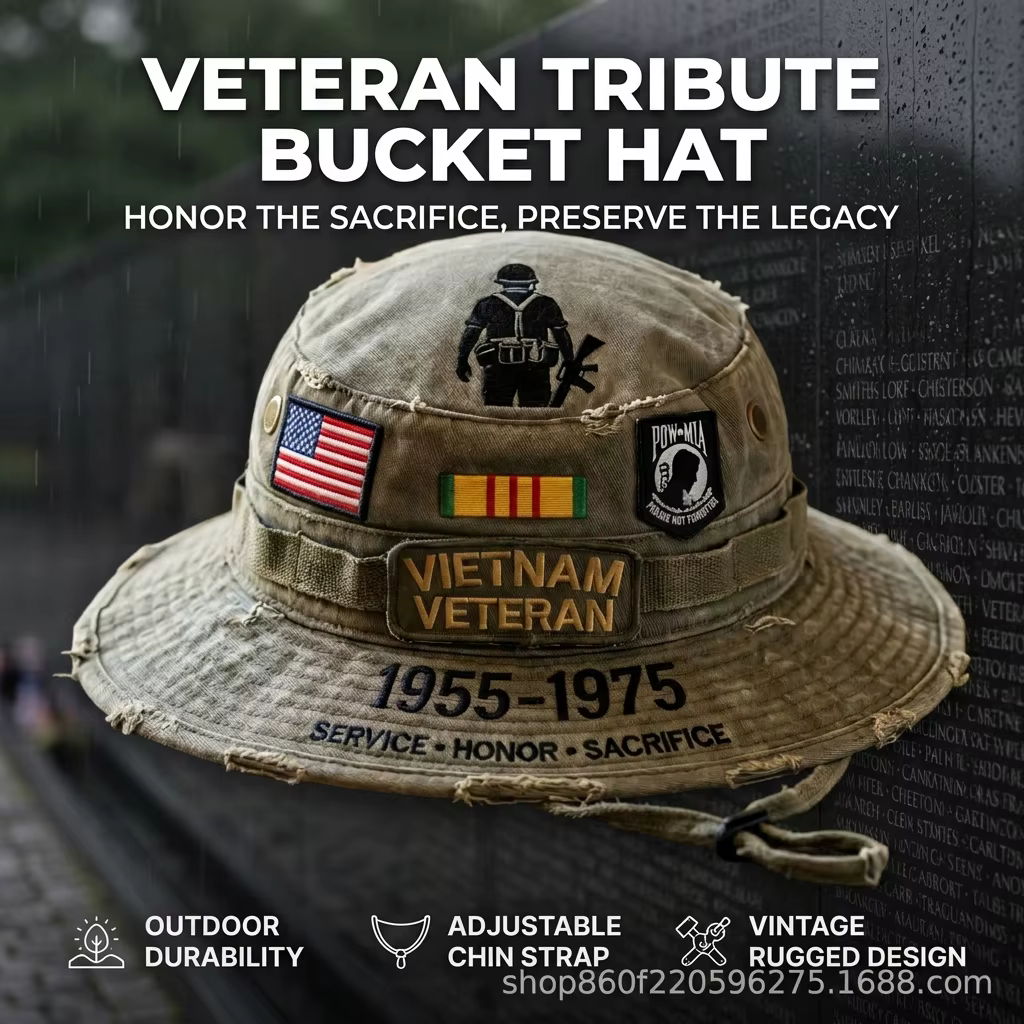 Sombrero Pesca Vietnam Veterans Memorial – Ancho para Hombre y Sol - imagen 4