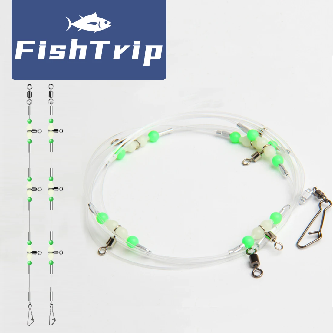 FishTrip Aparejo de pesca giratorio 3 vías con cuentas luminosas - imagen 3