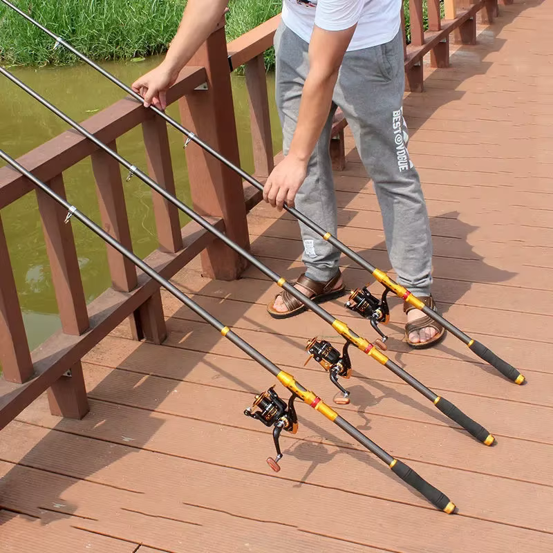 Caña telescópica carbono 2,1-3,6m – Tiro lejano para peces grandes - imagen 3