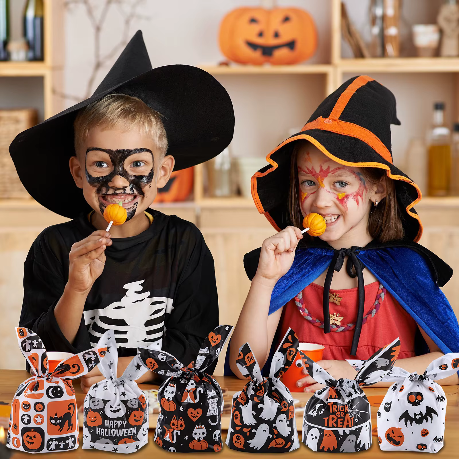 Bolsas de Regalo Halloween Conejo – Diseño Calabaza, Murciélago y Calavera