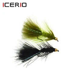Cerio Woolly Bugger oliva – Bead head con flash para trucha