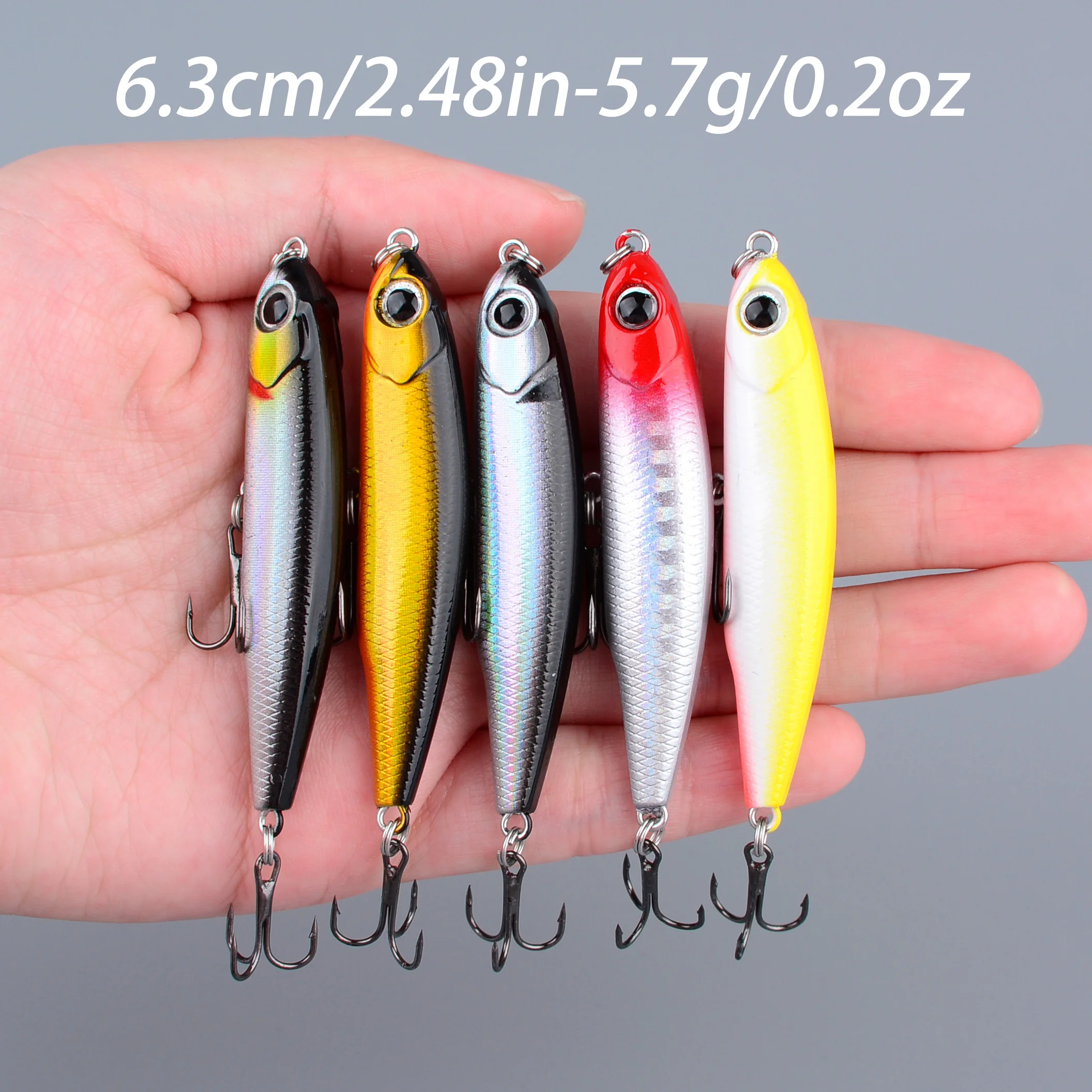 Señuelo minnow hundimiento lento para lucio con anzuelo triple - imagen 4