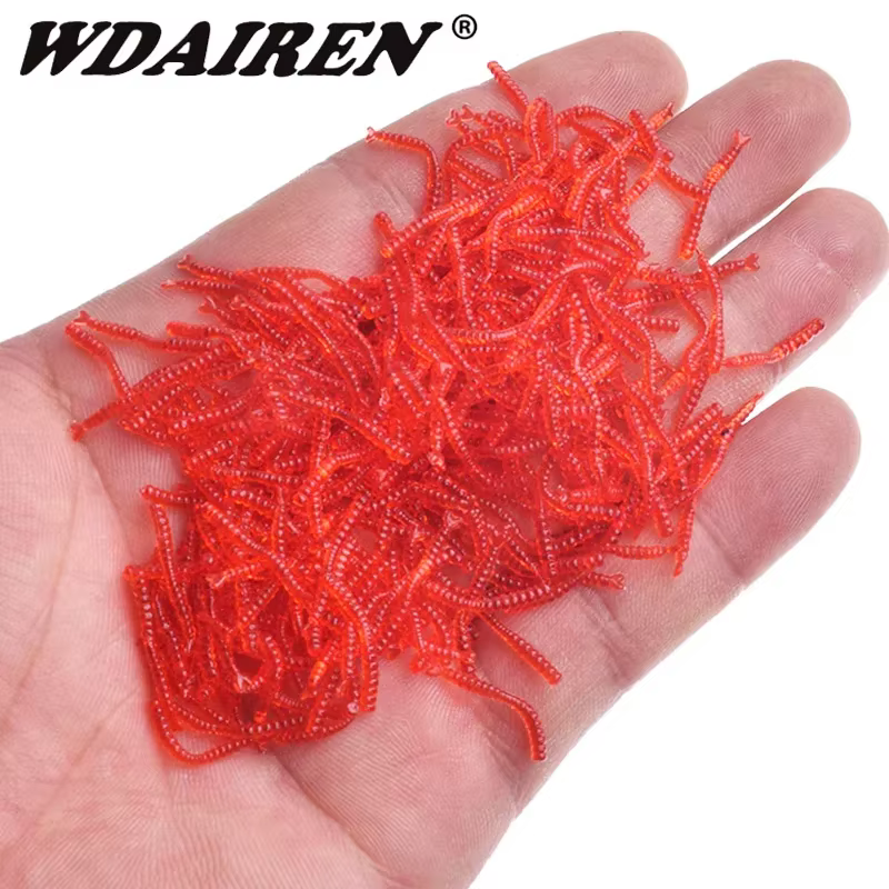 Señuelo suave gusano rojo de vinilo silicona para carpa y lubina - imagen 5