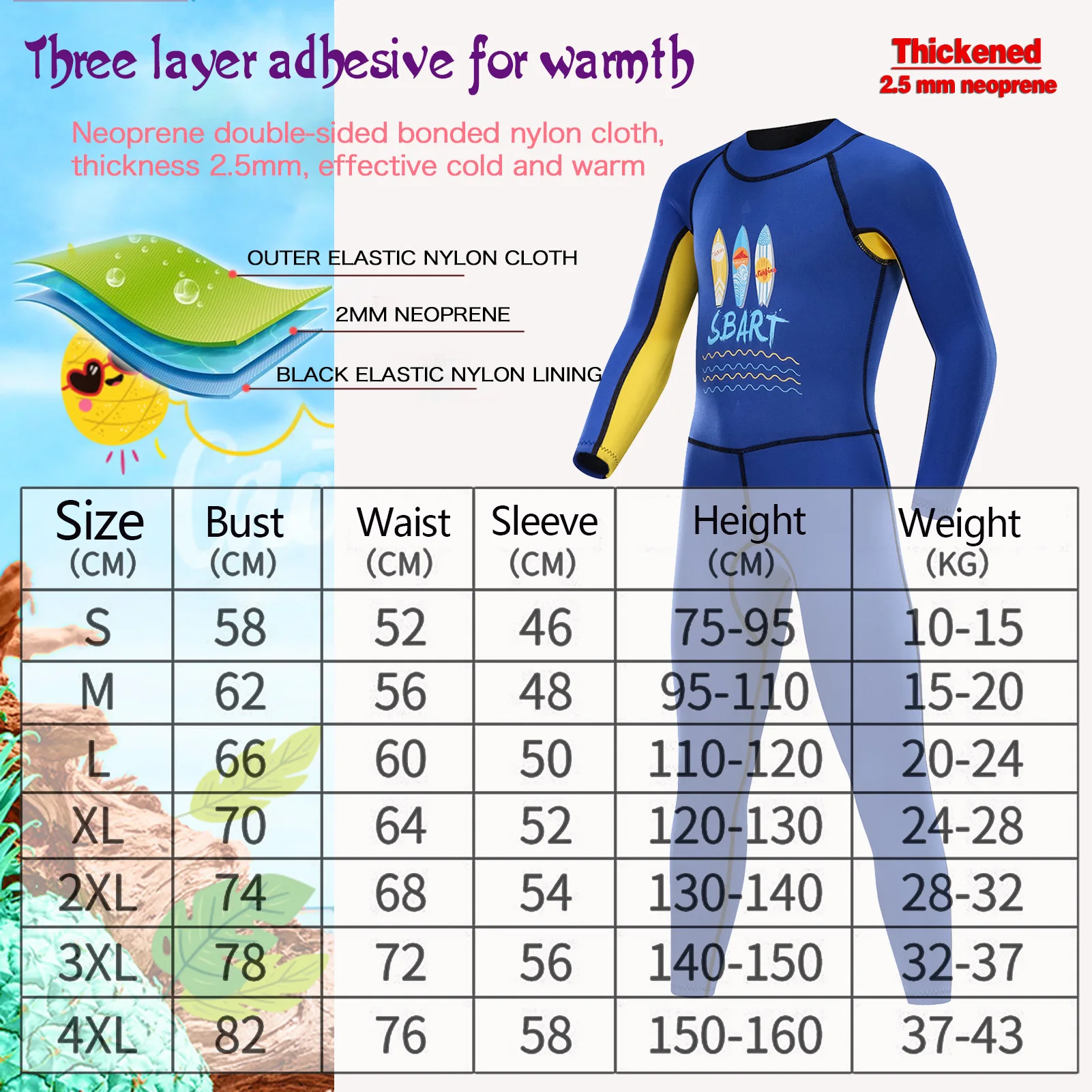 Traje infantil de neopreno térmico para actividad acuática