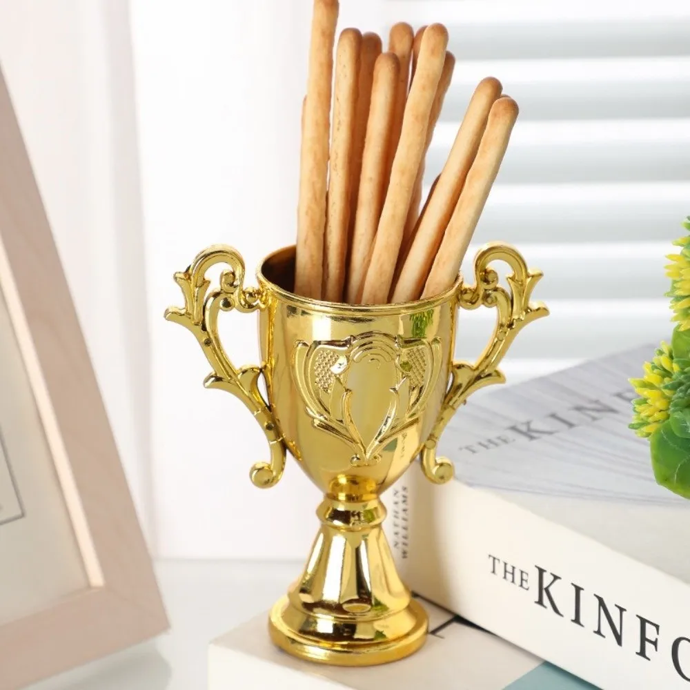 Caja trofeo para dulces plateada y dorada, decoración de mesa - imagen 4