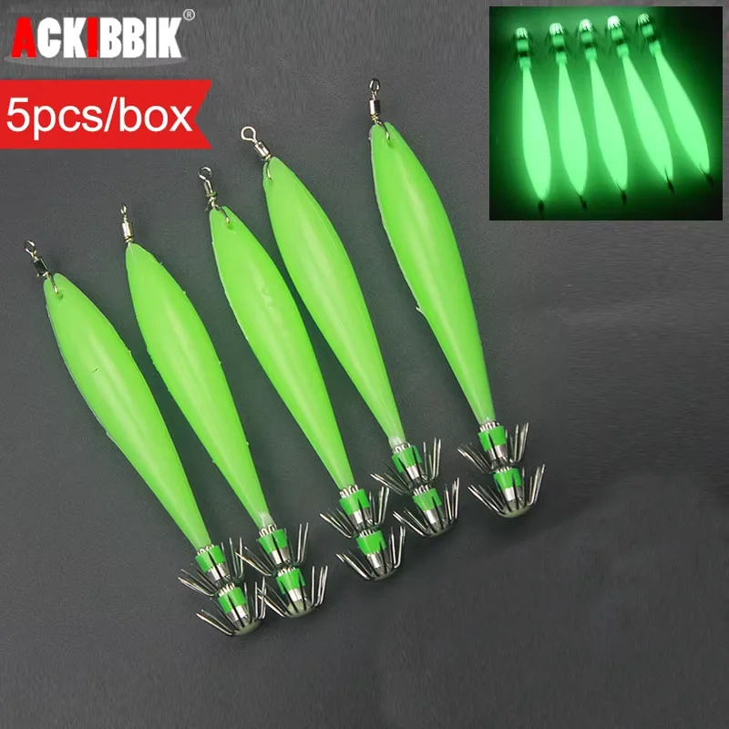 Ackibbik Anzuelos Jig Octopus fosforescentes para calamar con púas