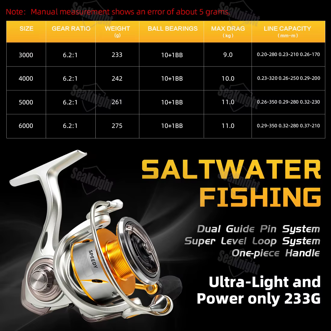 Carrete SeaKnight RAPID2X 6.2:1 – Giratorio anticorrosión para agua salada - imagen 5