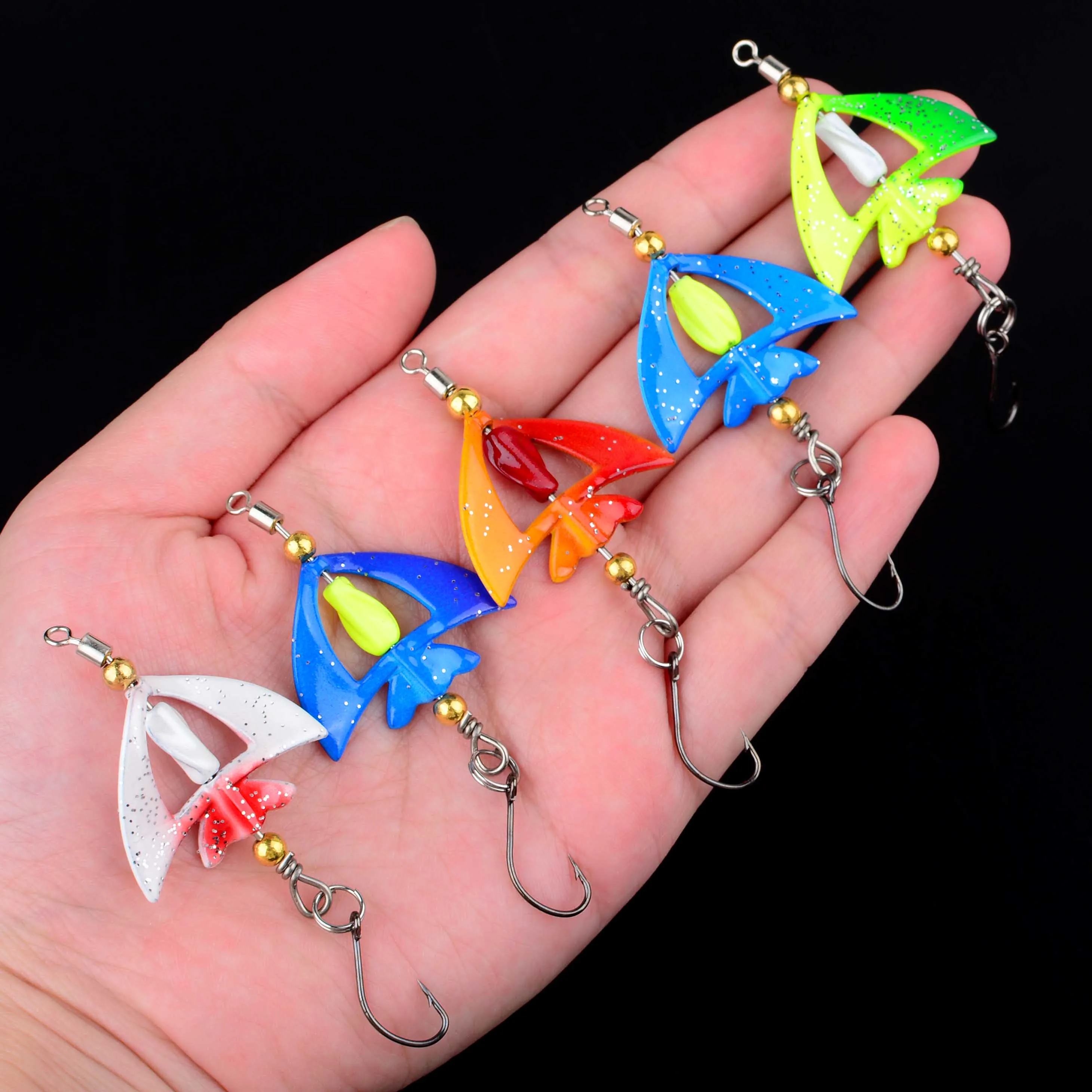 Leurre rotativo con forma de pez y efecto UV
