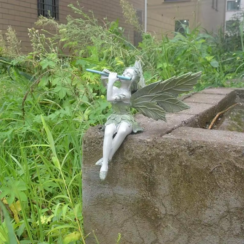 Estatua de jardín Hada Flautista Resina - imagen 3