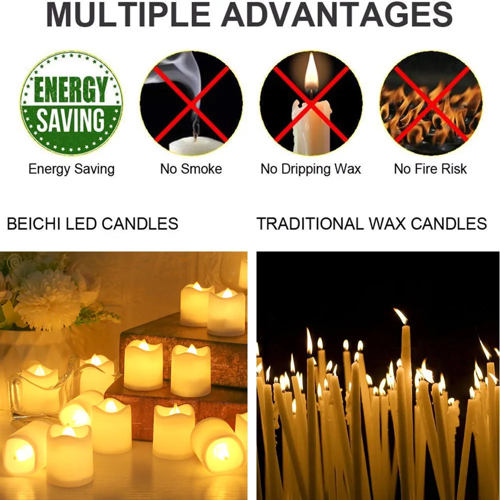 Velas LED sin llama luz cálida decorativa – 24 uds - imagen 4