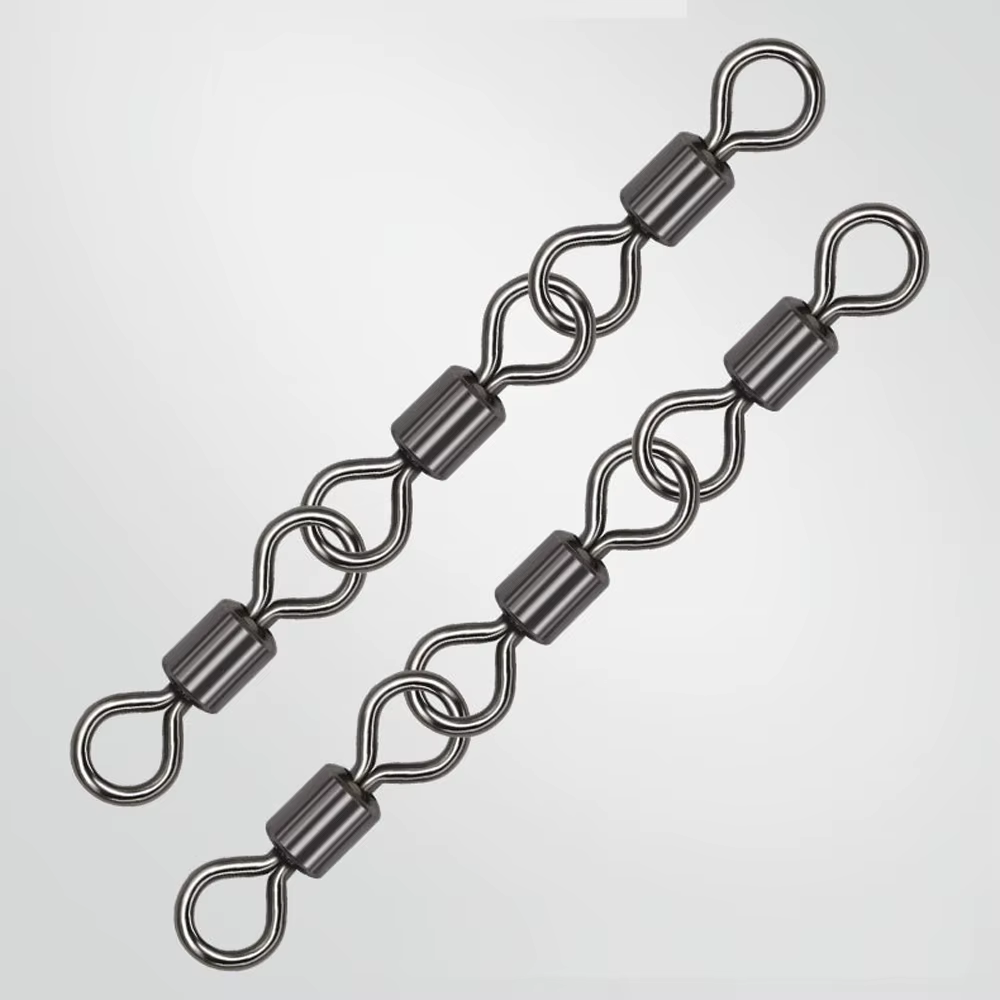 Giratorios triples con clip conector para pesca en agua salada