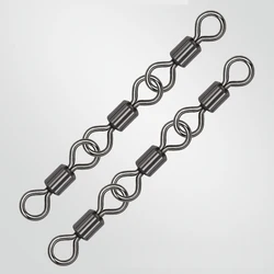 Giratorios triples con clip conector para pesca en agua salada