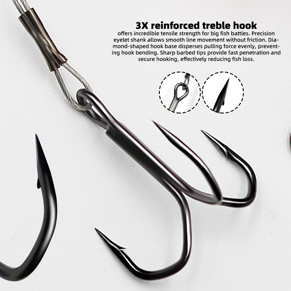 ZYZHE Stinger Rigs con flotador para cebo vivo mar, doble triple - imagen 4