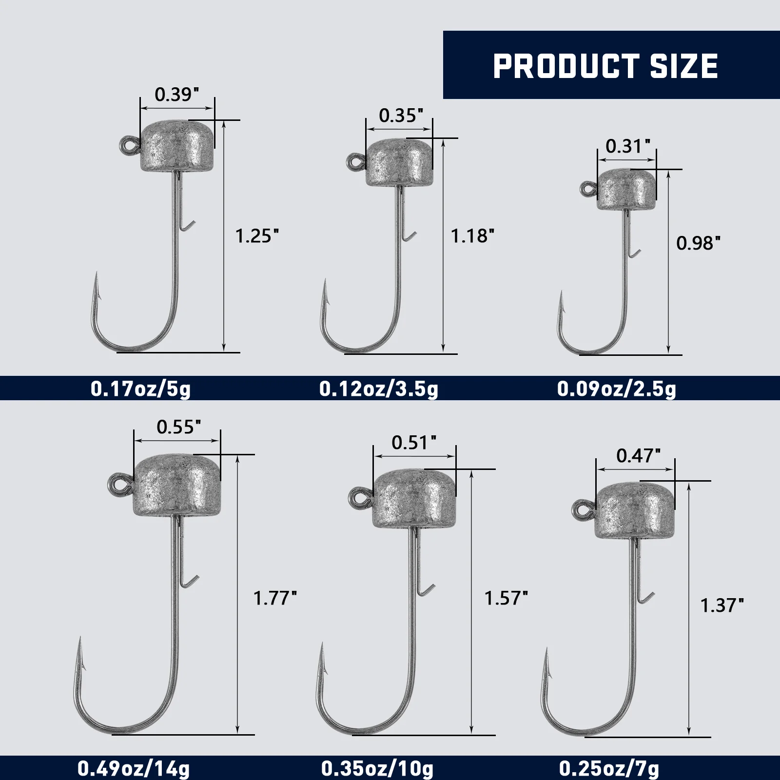 Anzuelos Jig Head Goture con cabeza plomada para vinilo - imagen 5