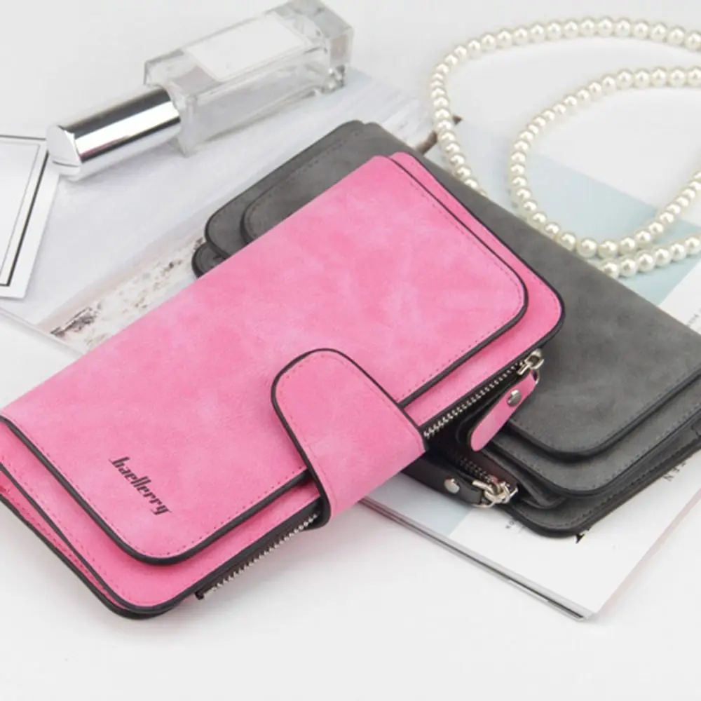 Cartera mujer cuero PU con ranuras para tarjetas y monedero