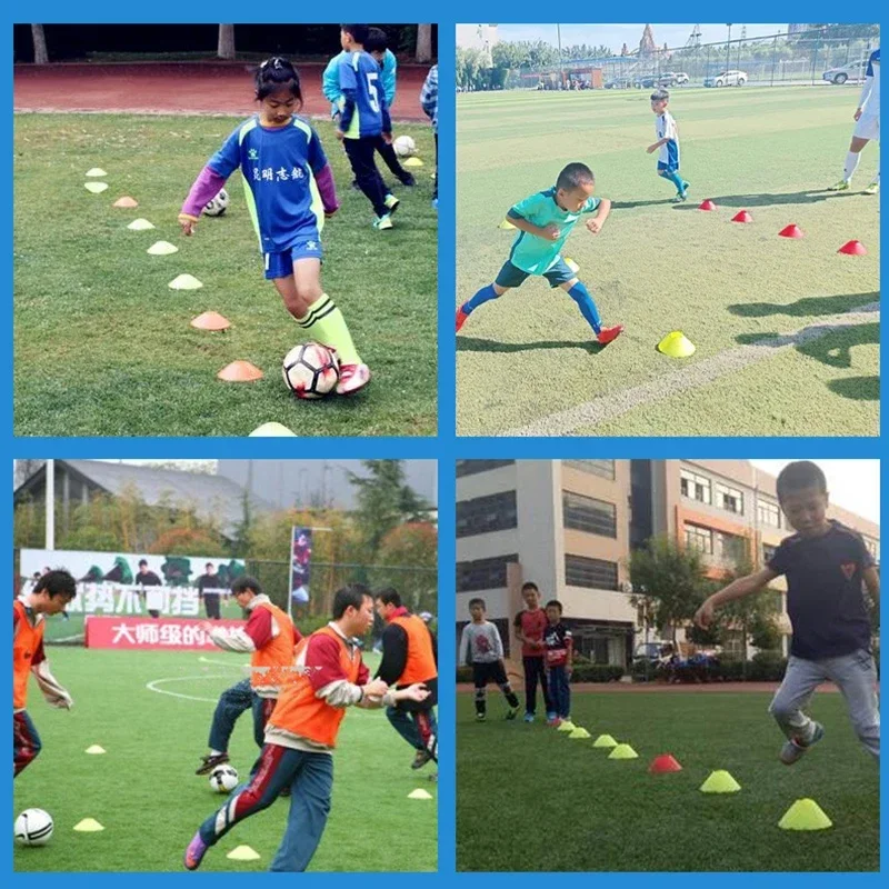 Juego de marcadores tipo conos y discos para drills de fútbol
