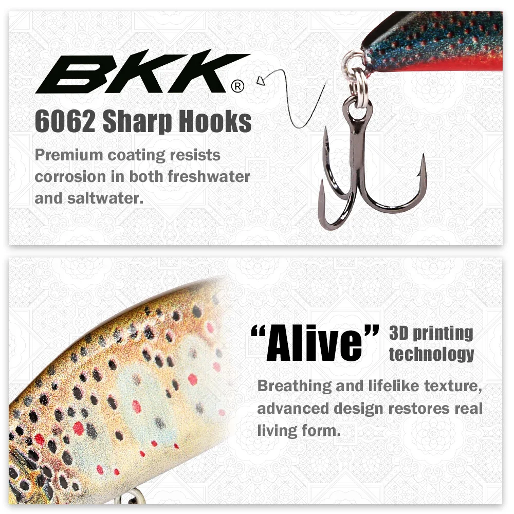 Señuelos Minnow Jerkbait para Trucha B&U con anzuelos BKK - imagen 4