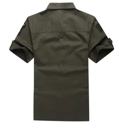 Camisa de verano manga corta algodón hombre con múltiples bolsillos