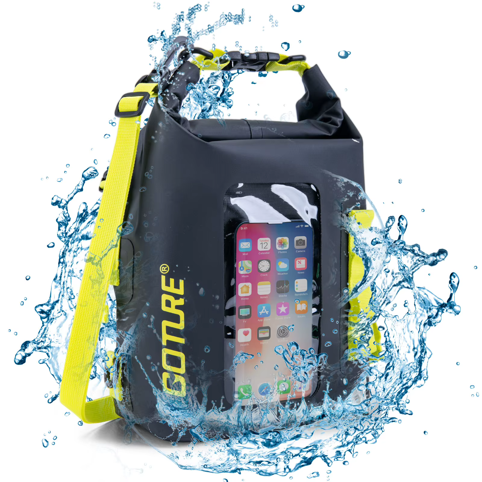 Bolsa impermeable Goture 5L con pantalla táctil en uso