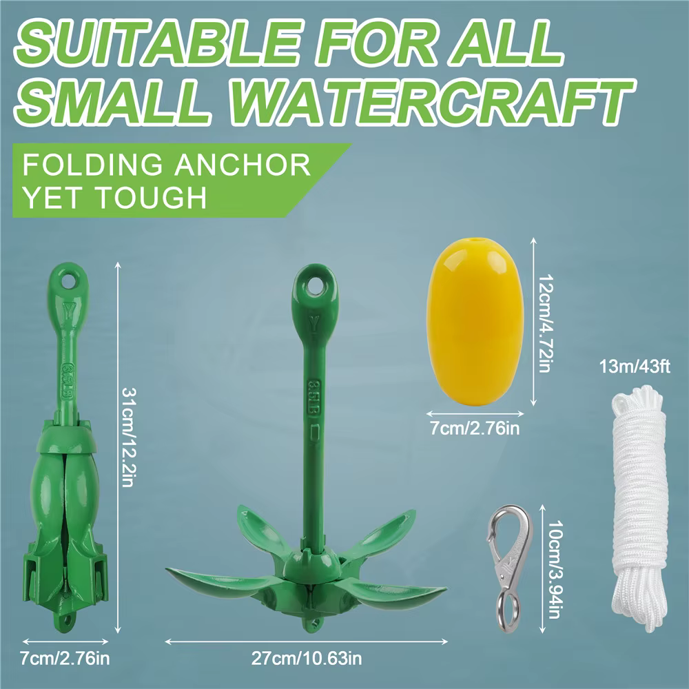 Ancla plegable 1,5 kg con cabo flotante 13M para kayak - imagen 4
