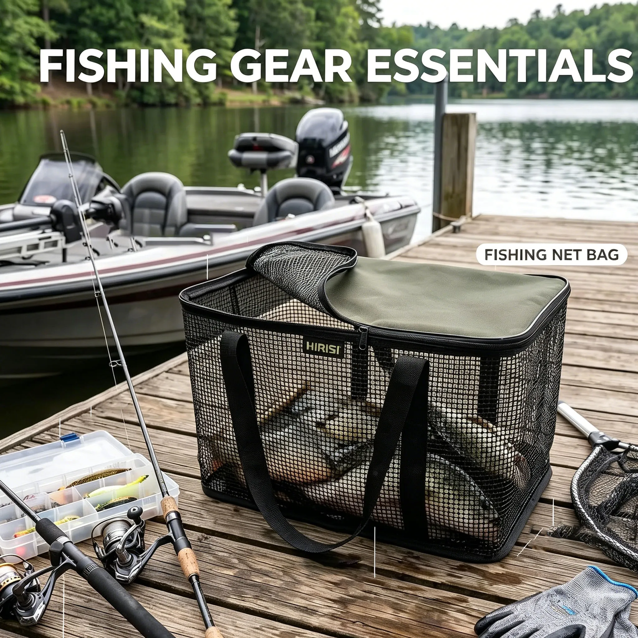Bolsa de malla plegable Hirisi con cremallera para peces vivos - imagen 2