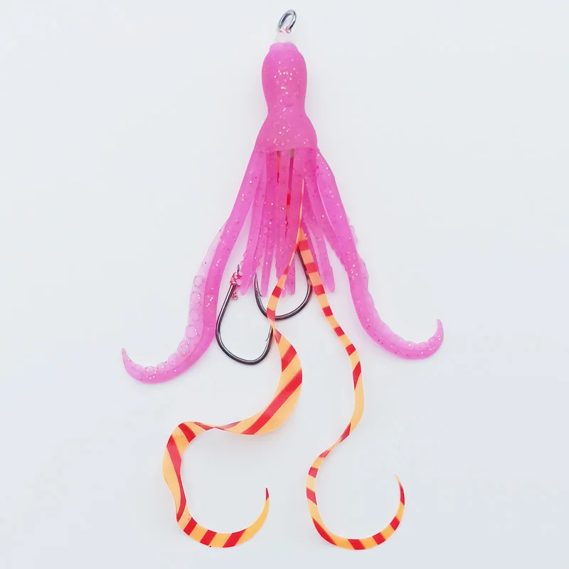 Detalle de faldas de silicona para señuelos de pesca de mar