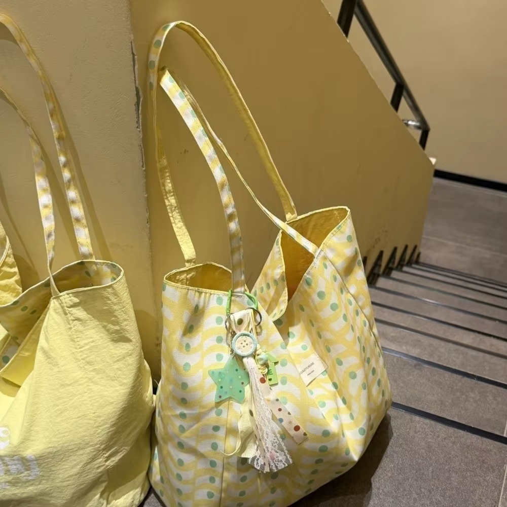 Bolsa de lona casual reversible con estampado minimalista