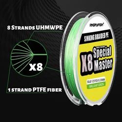 Línea trenzada Angryfish X8 PE 8+1 - Doble estructura hasta 80LB