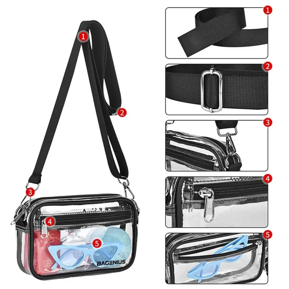 Bolso transparente cruzado gran capacidad PVC elegante, estadio - imagen 2