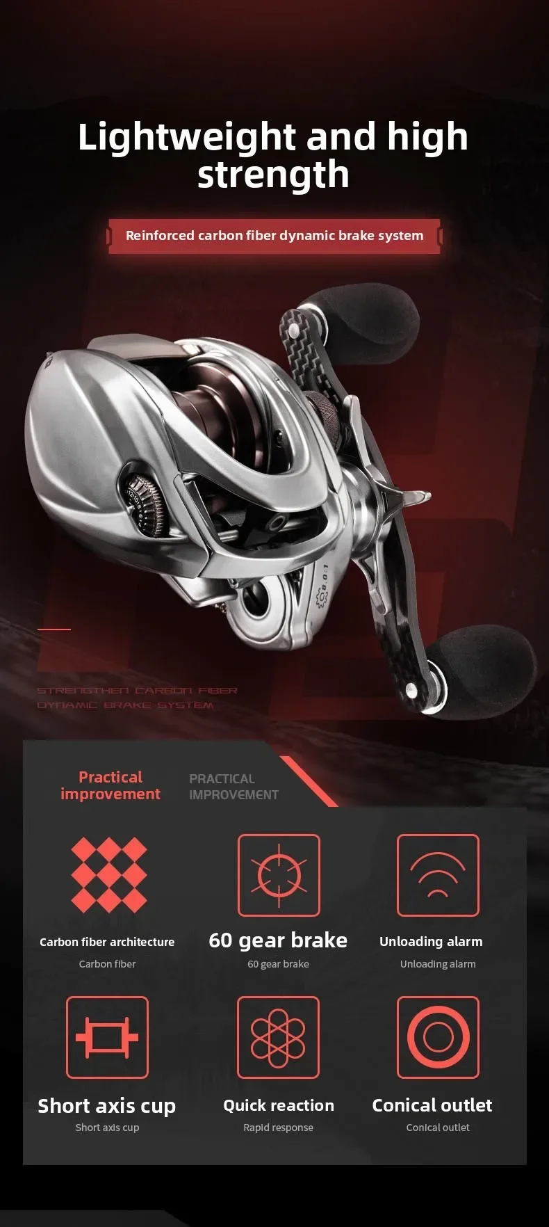 Carrete de pesca Universal P8 vista frontal