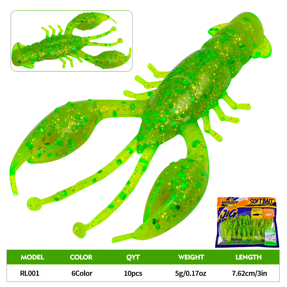 Señuelo Sunlure camarón de silicona 8 cm – Vinilo biomimético para lubina - imagen 2