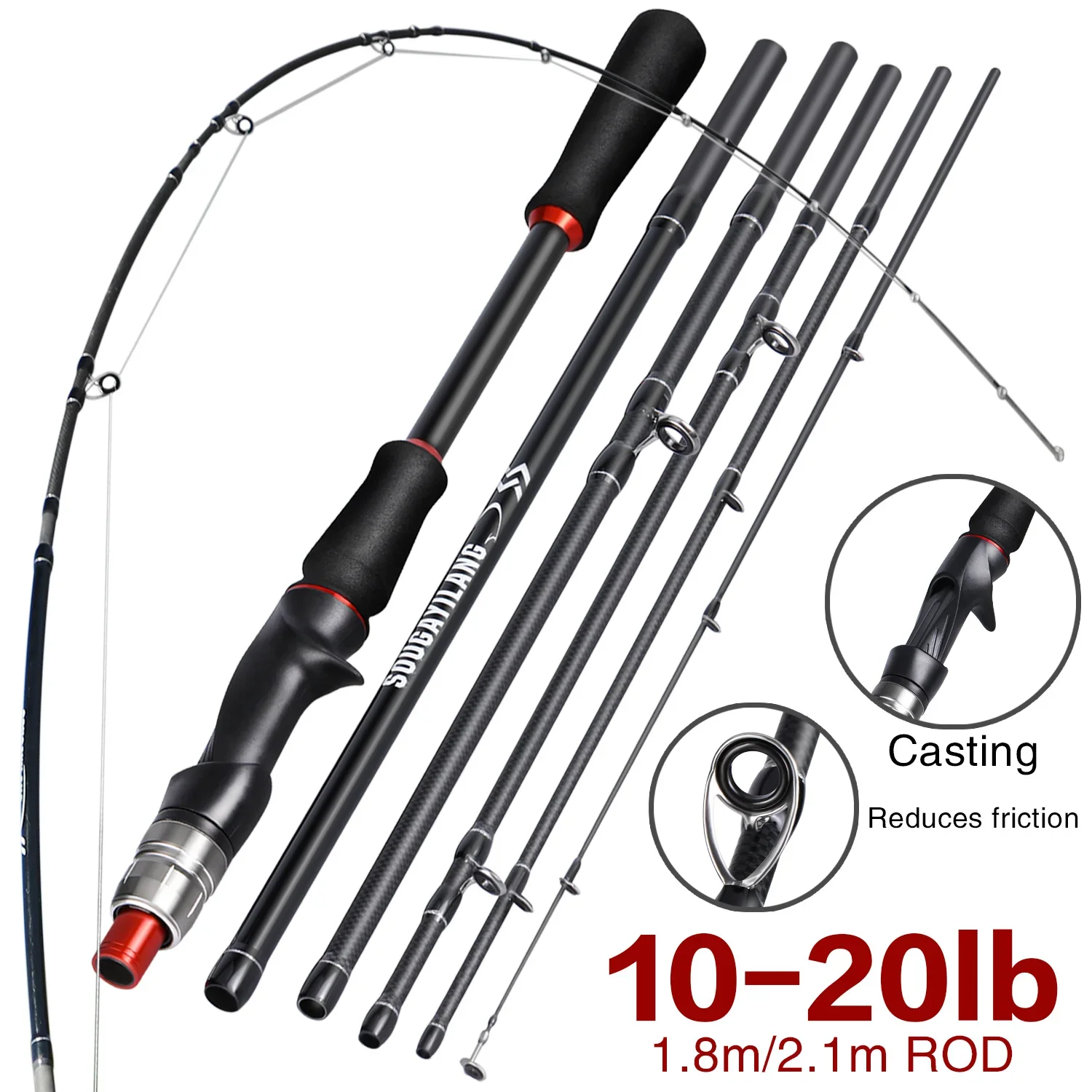 Caña de spinning Sougayilang – Carbono y EVA para pesca con señuelos - imagen 4