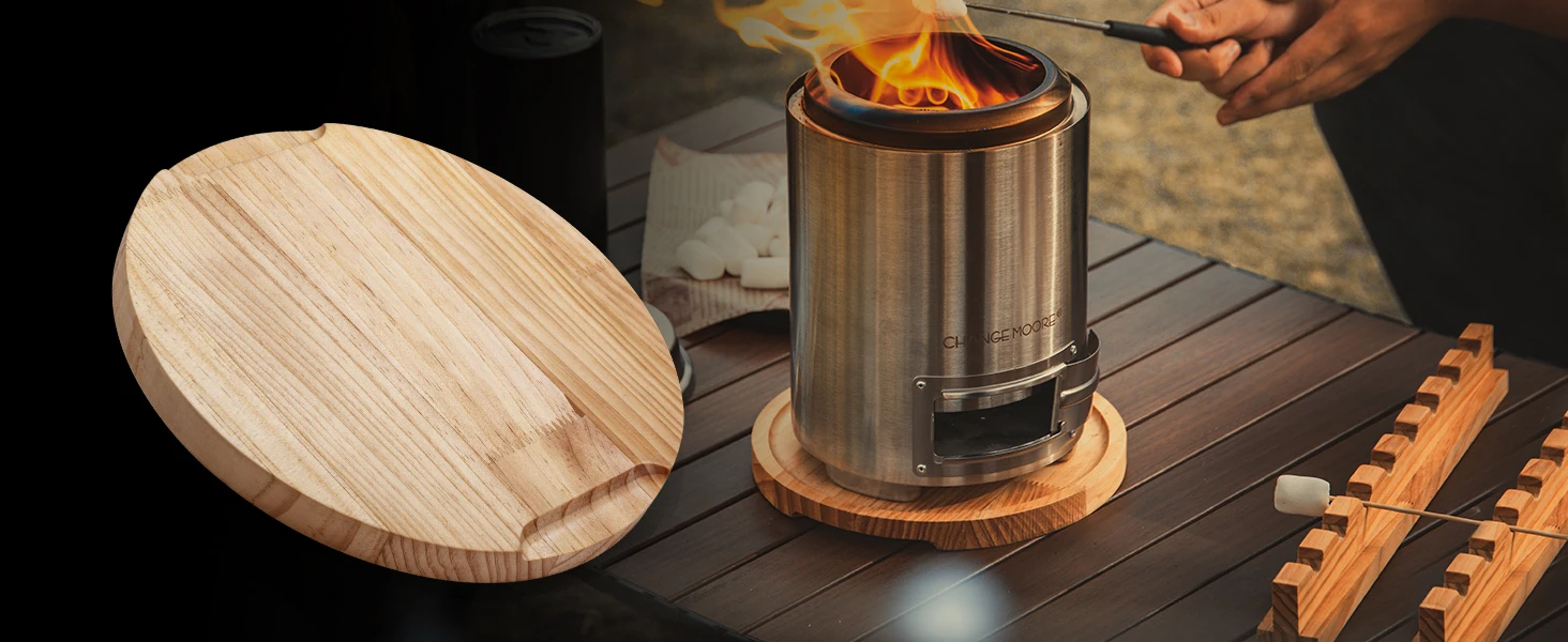 Soporte redondo para fogata de mesa con trivet