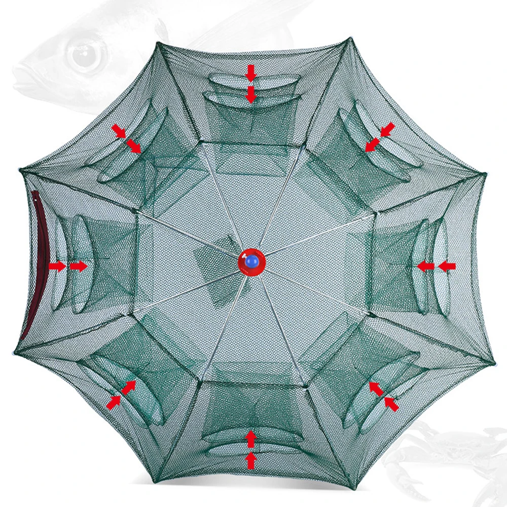 Red de pesca automática plegable en nailon – malla para cangrejos