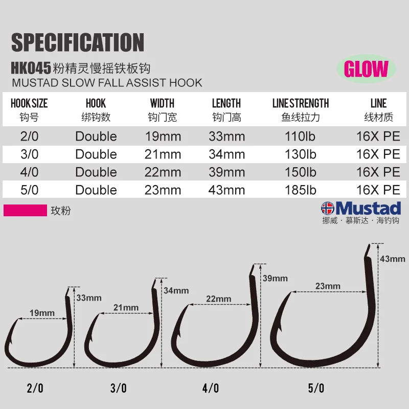 Obsession HK045 anzuelos dobles de asistencia Mustad luminosos - imagen 3
