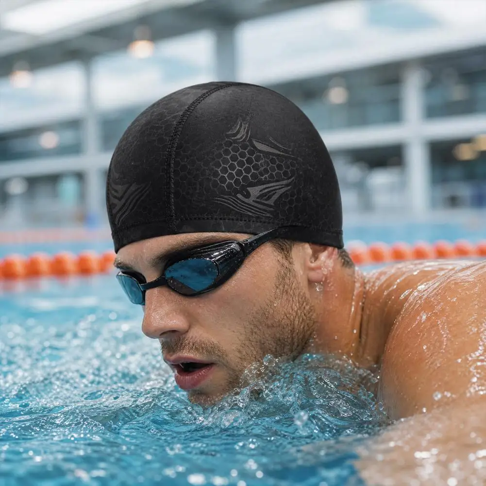 Gorro de natación antideslizante y transpirable de tela elástica - imagen 2