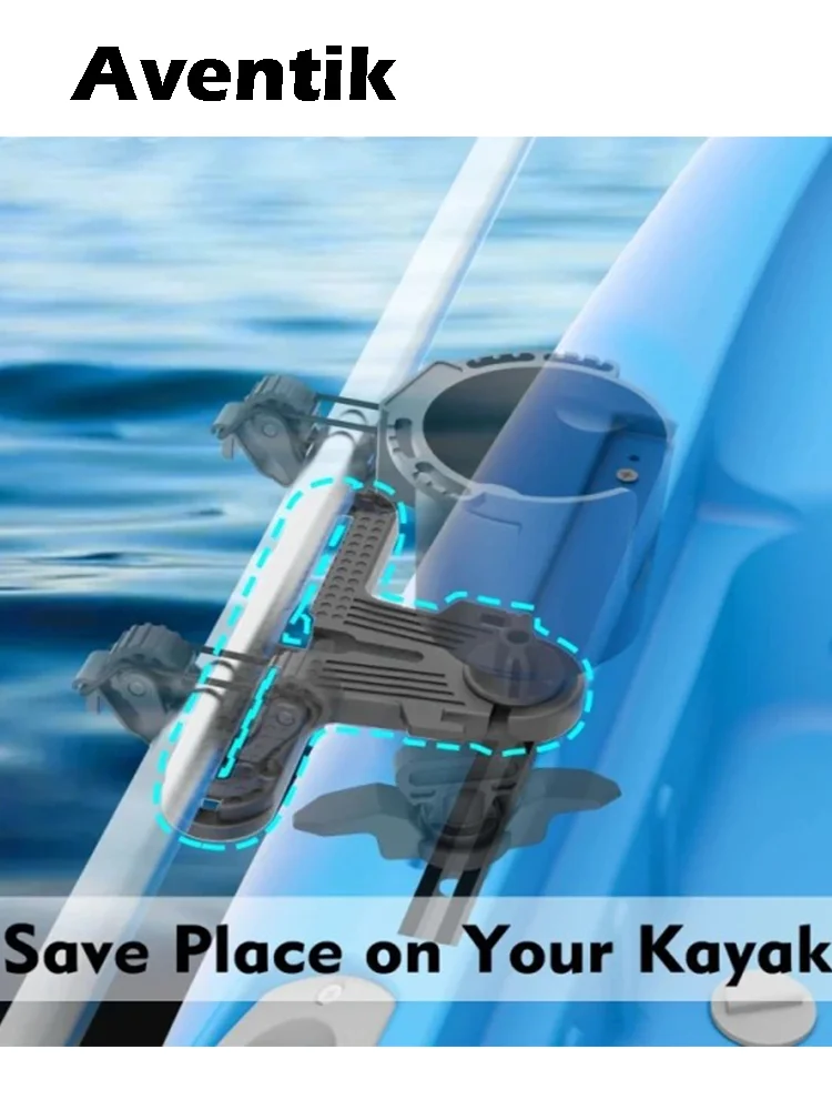 Pista lateral en forma de T para kayak Aventik con accesorios acoplados