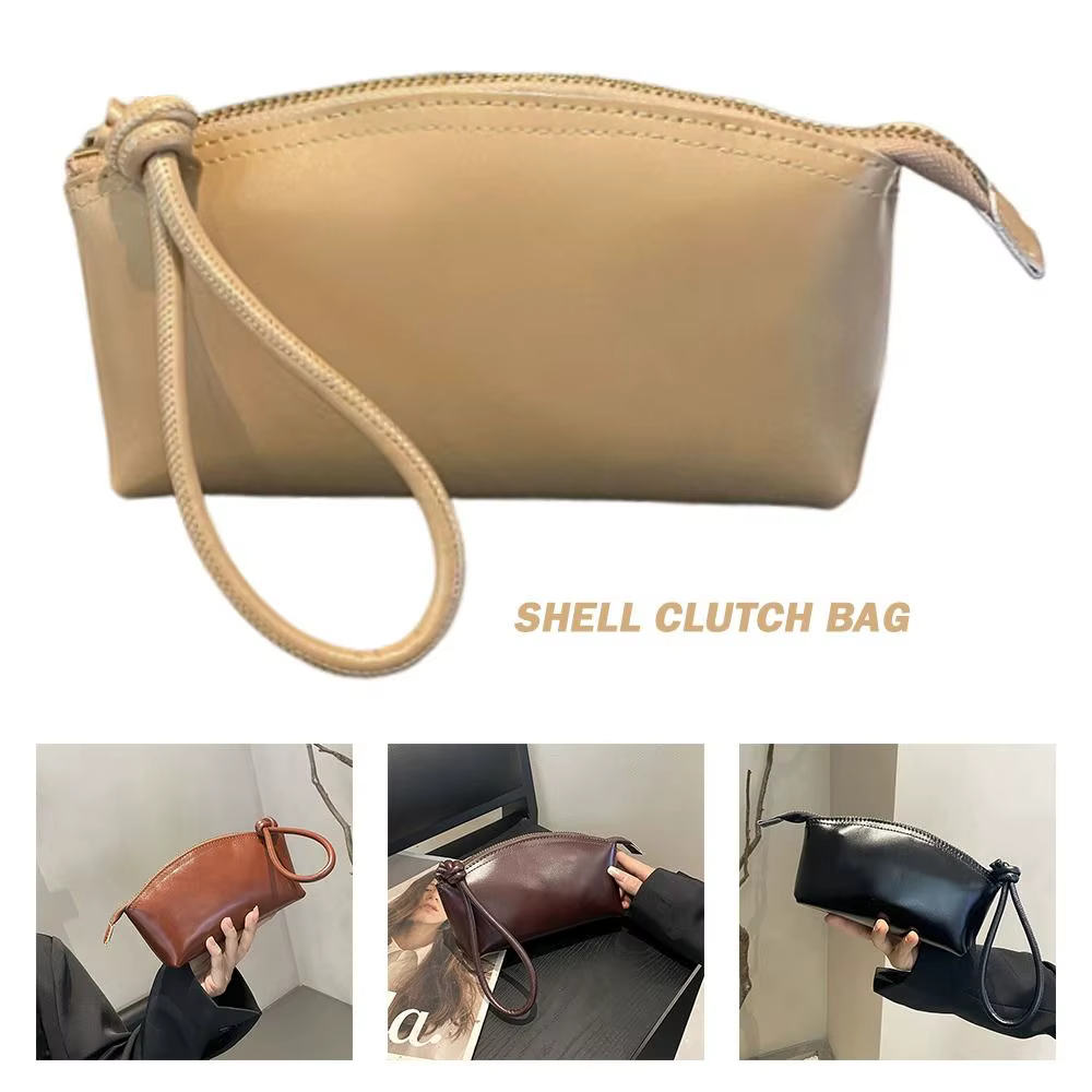 Bolso Clutch Cuero Curtido Vegetal Gran Capacidad – Ligero Diseño Simple - imagen 3