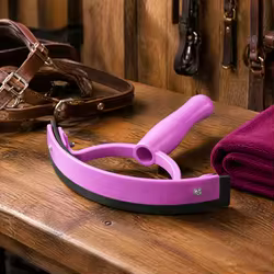 Raspador de sudor para caballos, de color aleatorio, con mango de goma y plástico, herramienta ergonómica y cómoda para el cuidado de caballos, herramienta para el cuidado de ganado.