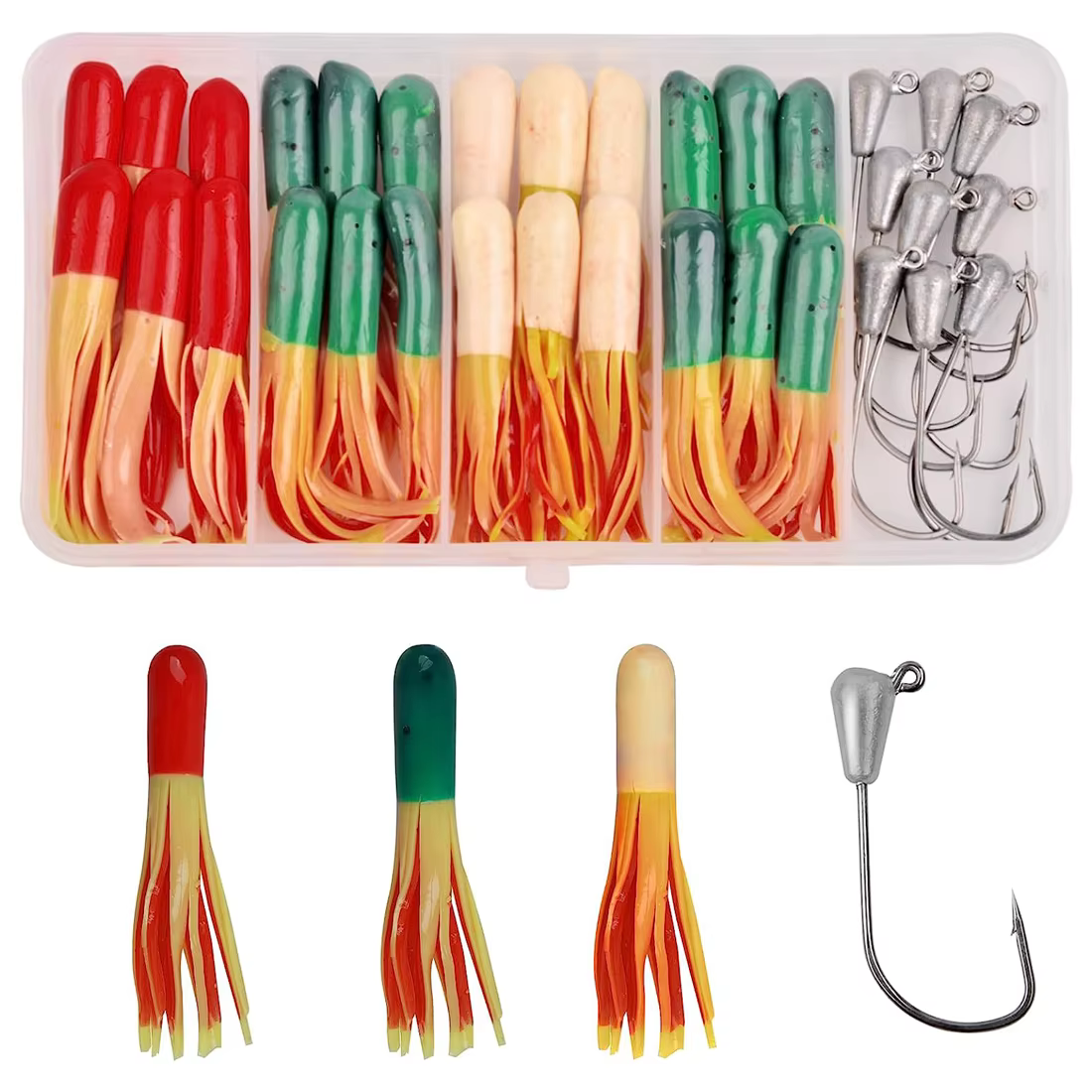 Juego señuelos de tubo cebos suave para trucha lubina