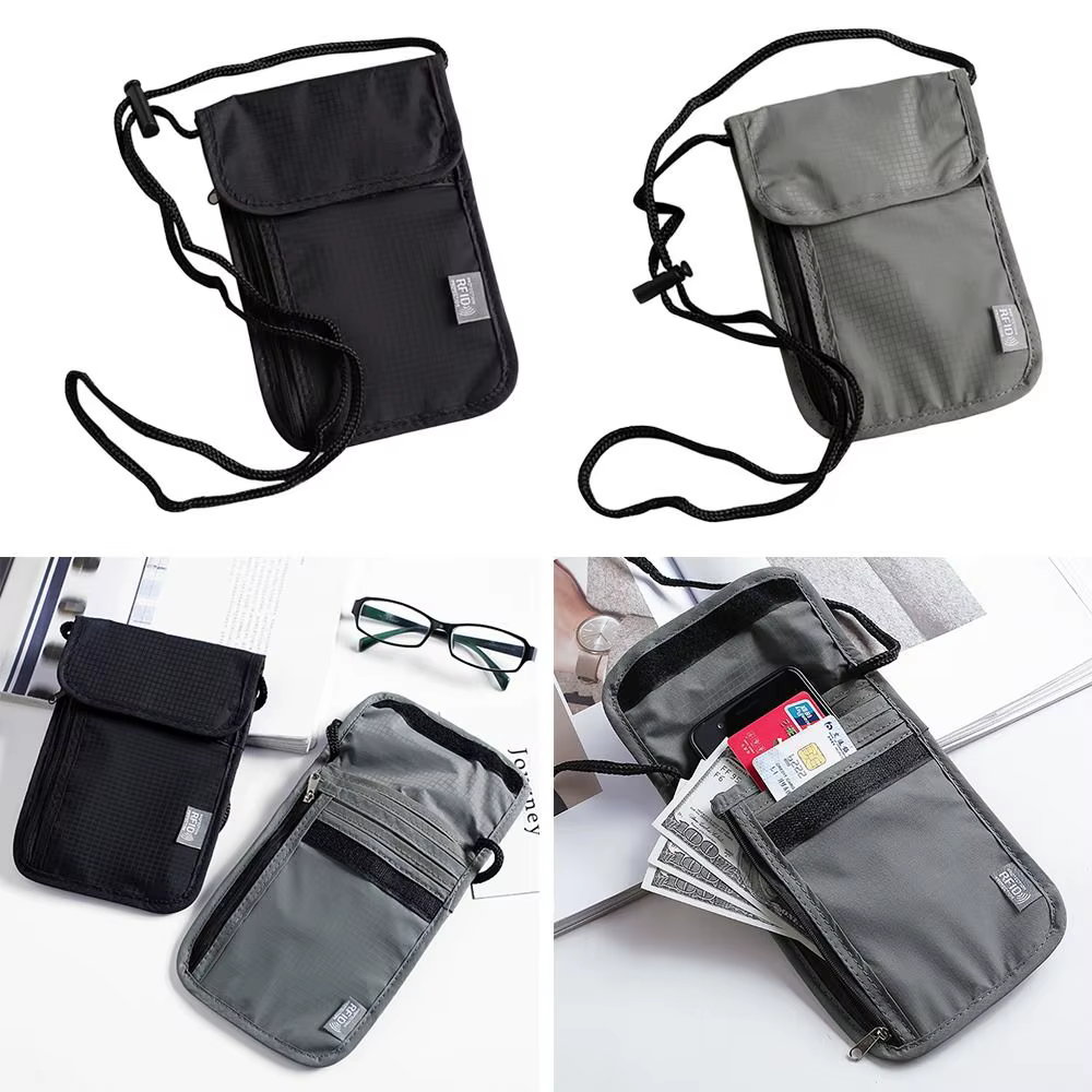 Portadocumentos RFID impermeable de nailon para pasaporte y DNI