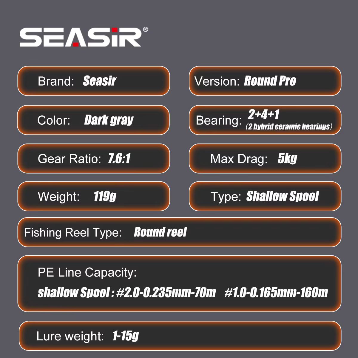 Carrete BFS SEASIR Round Rro – Ultraligero en fibra de carbono - imagen 5