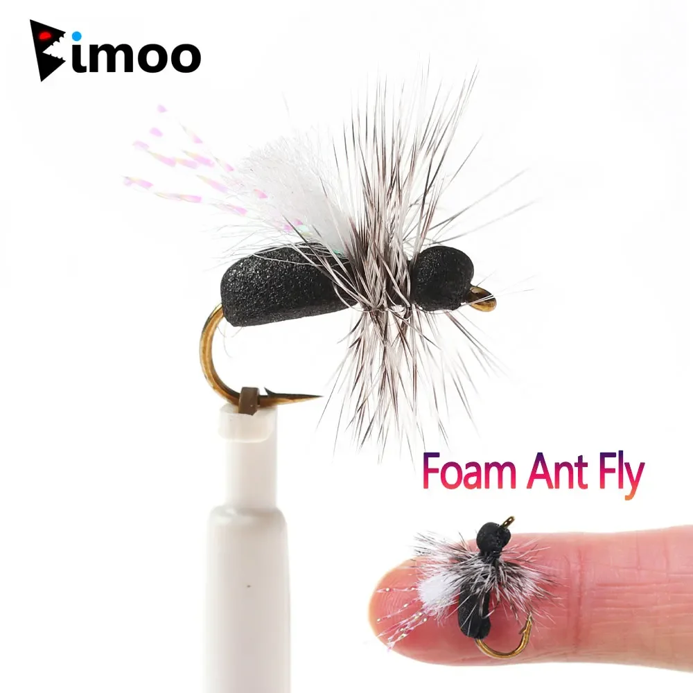 Bimoo #10 Grizzly Hackle mosca seca hormiga negra - Cebos para trucha - imagen 3