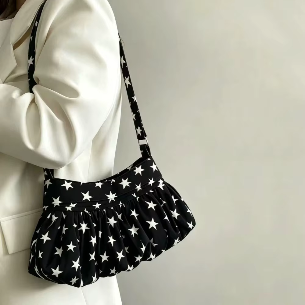 Bolso bandolera plisado niña – Estampado lunares encaje gran capacidad