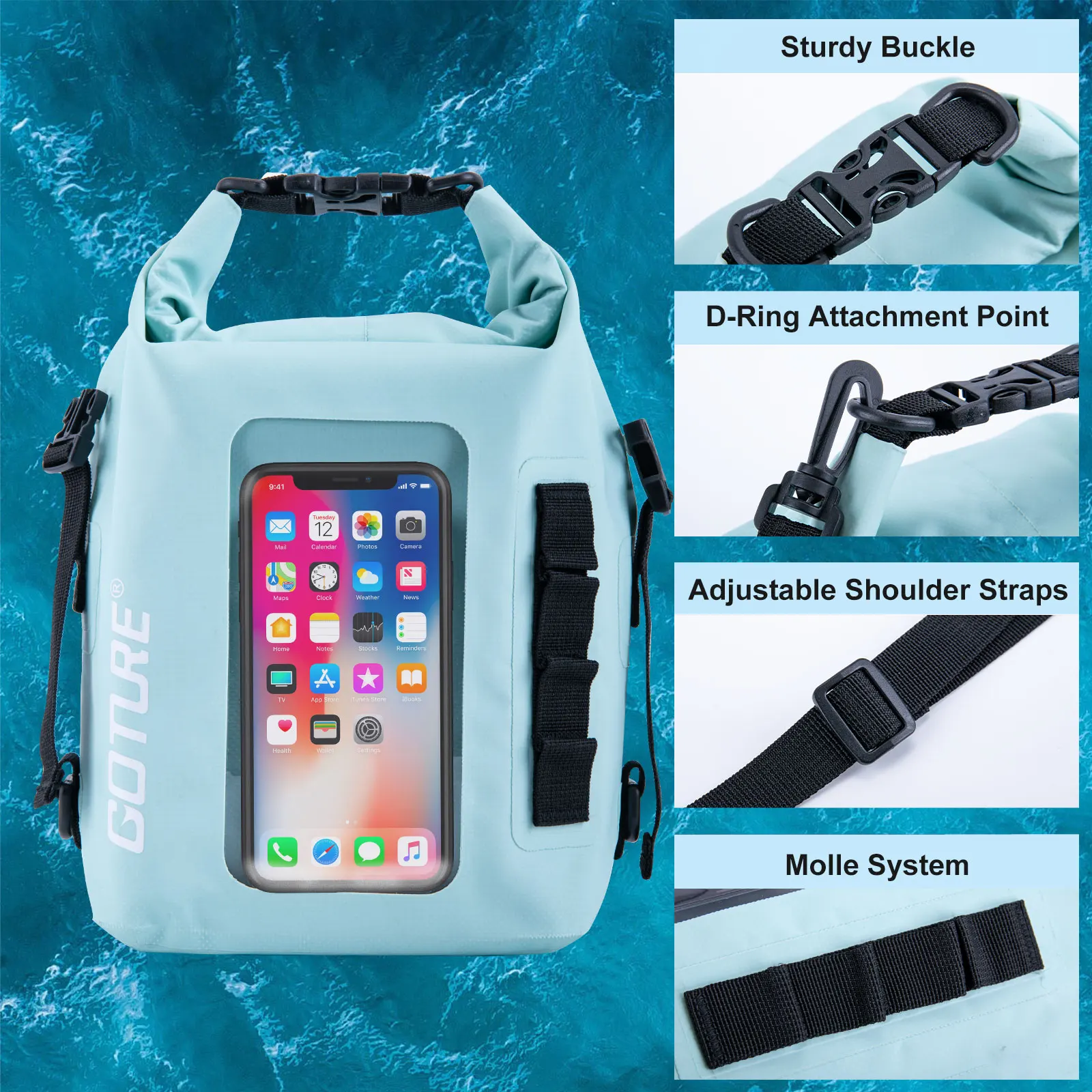 Goture Bolsa impermeable con pantalla táctil para drifting y kayak - imagen 5