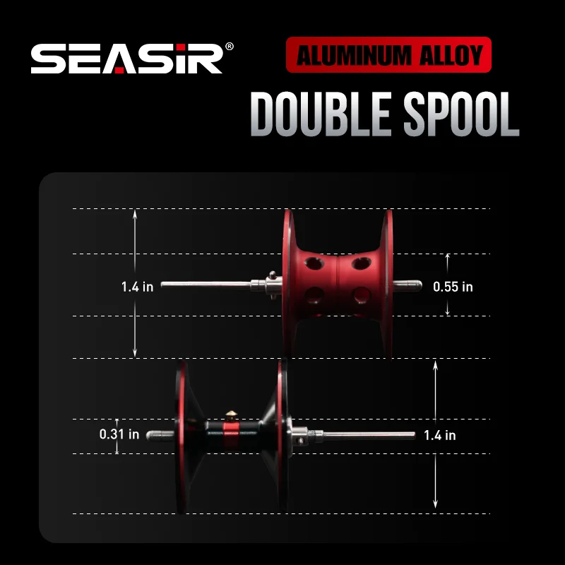 Carrete Baitcasting Seasir Salminus – Fibra de carbono y aluminio - imagen 3