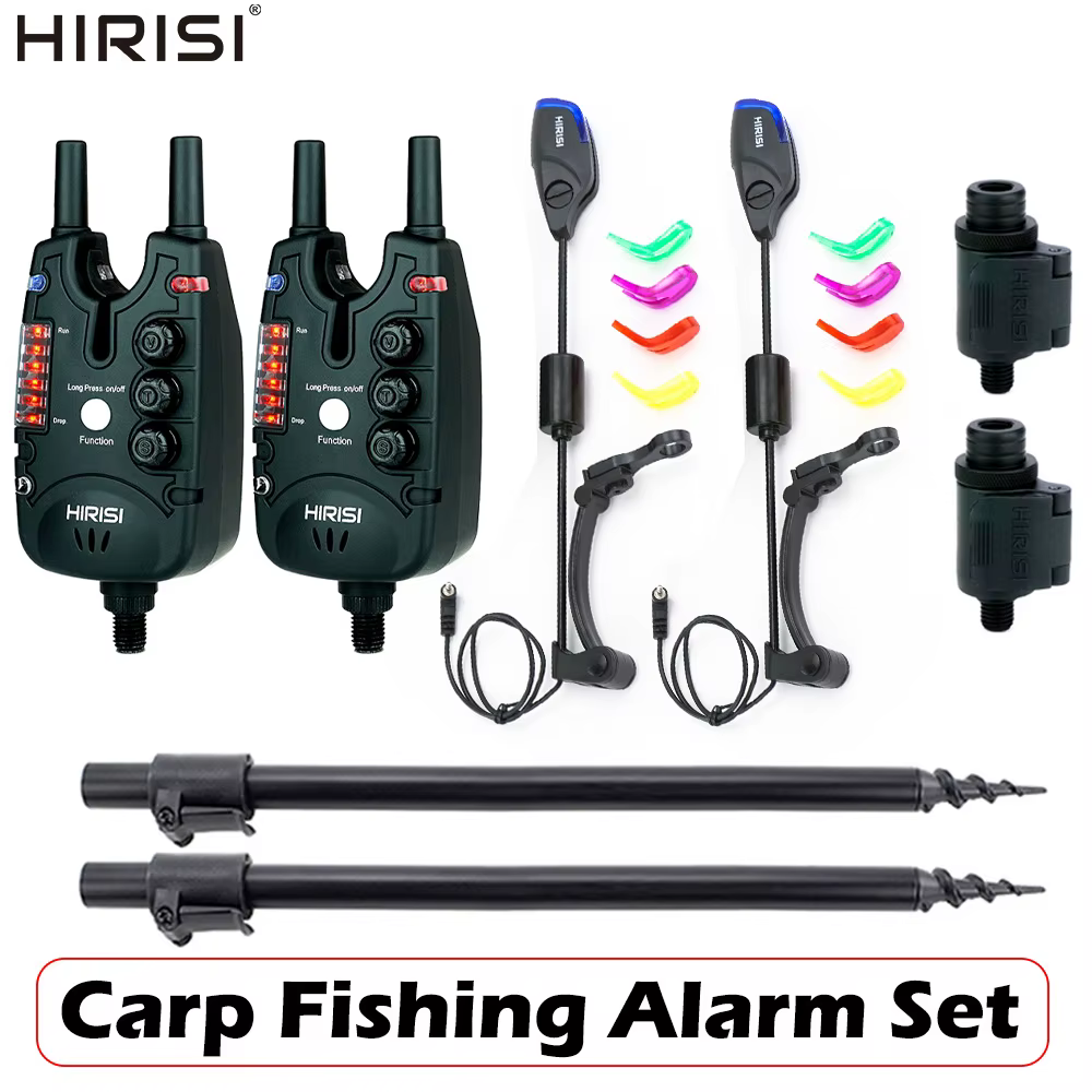 Kit de alarmas de pesca Hirisi B150 con swingeurs y marcadores