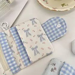 Monedero de tela con lazo y flor, cartera pequeña multifunción