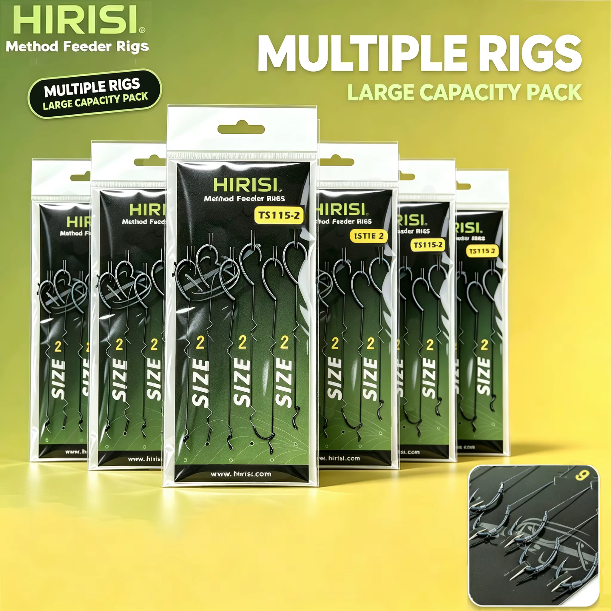 Monturas Pre-Atadas HIRISI para Carpa sin Púas – Juego Completo